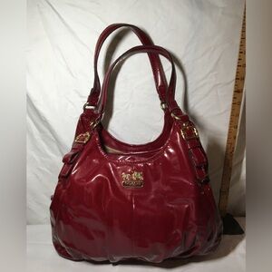 COACH 21238 MADISON PATENT LEATHER MAGGIE BAG PURSE CRIMSON RED
